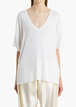 Khaite T-Shirts & Tanks-Linda T-Shirt in White