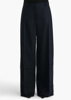 Khaite Pants-Linden Pant in Navy and White Stripe