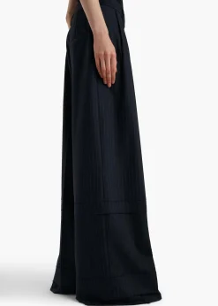 Khaite Pants-Linden Pant in Navy and White Stripe