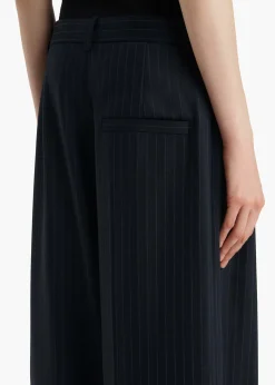 Khaite Pants-Linden Pant in Navy and White Stripe