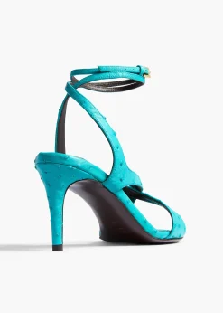 Khaite Sandals-Liria Ankle Strap Sandal in Crystal Blue Ostrich