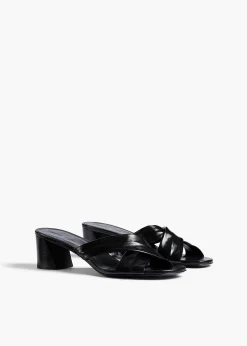 Khaite Sandals-Liria Sandal in Black Glazed Leather