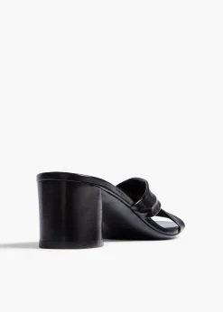 Khaite Sandals-Liria Sandal in Black Glazed Leather