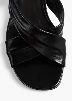 Khaite Sandals-Liria Sandal in Black Glazed Leather