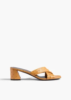 Khaite Sandals-Liria Sandal in Chestnut Ostrich