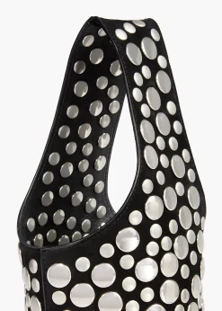 Khaite Evening-Livia Bag in Black Suede with Silver Studs