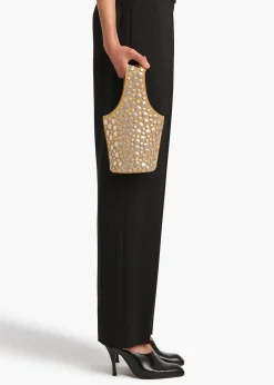 KHAITE Evening-Livia Bag in Mud Suede with Silver Studs