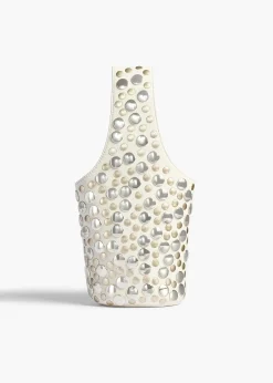 Khaite Evening-Livia Bag in Optic White Leather with Silver Studs