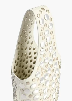 Khaite Evening-Livia Bag in Optic White Leather with Silver Studs
