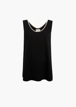 Khaite T-Shirts & Tanks-Longo Top in Cream and Black
