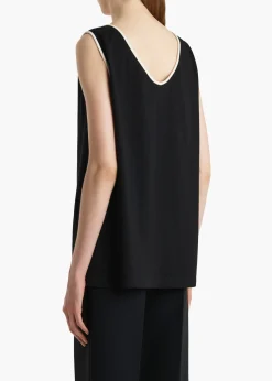 Khaite T-Shirts & Tanks-Longo Top in Cream and Black
