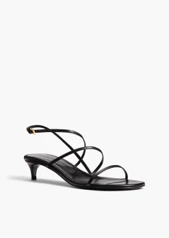 Khaite Sandals|Pumps-Loop Kitten Heel Sandal in Black Leather
