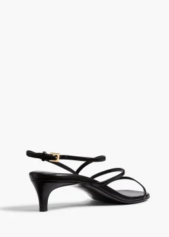 Khaite Sandals|Pumps-Loop Kitten Heel Sandal in Black Leather