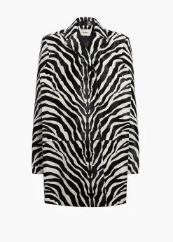 Khaite Leather|Outerwear & Coats-Lorel Coat in Zebra Print Haircalf