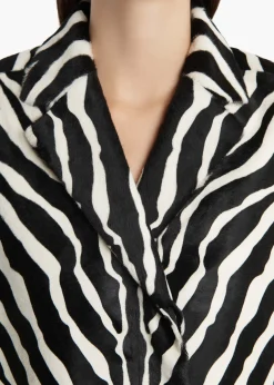 Khaite Leather|Outerwear & Coats-Lorel Coat in Zebra Print Haircalf