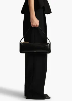 Khaite Shoulder Bags-Lori Baguette Bag in Black Crackle Patent Leather