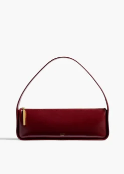 Khaite Shoulder Bags-Lori Baguette Bag in Bordeaux Crackle Patent Leather