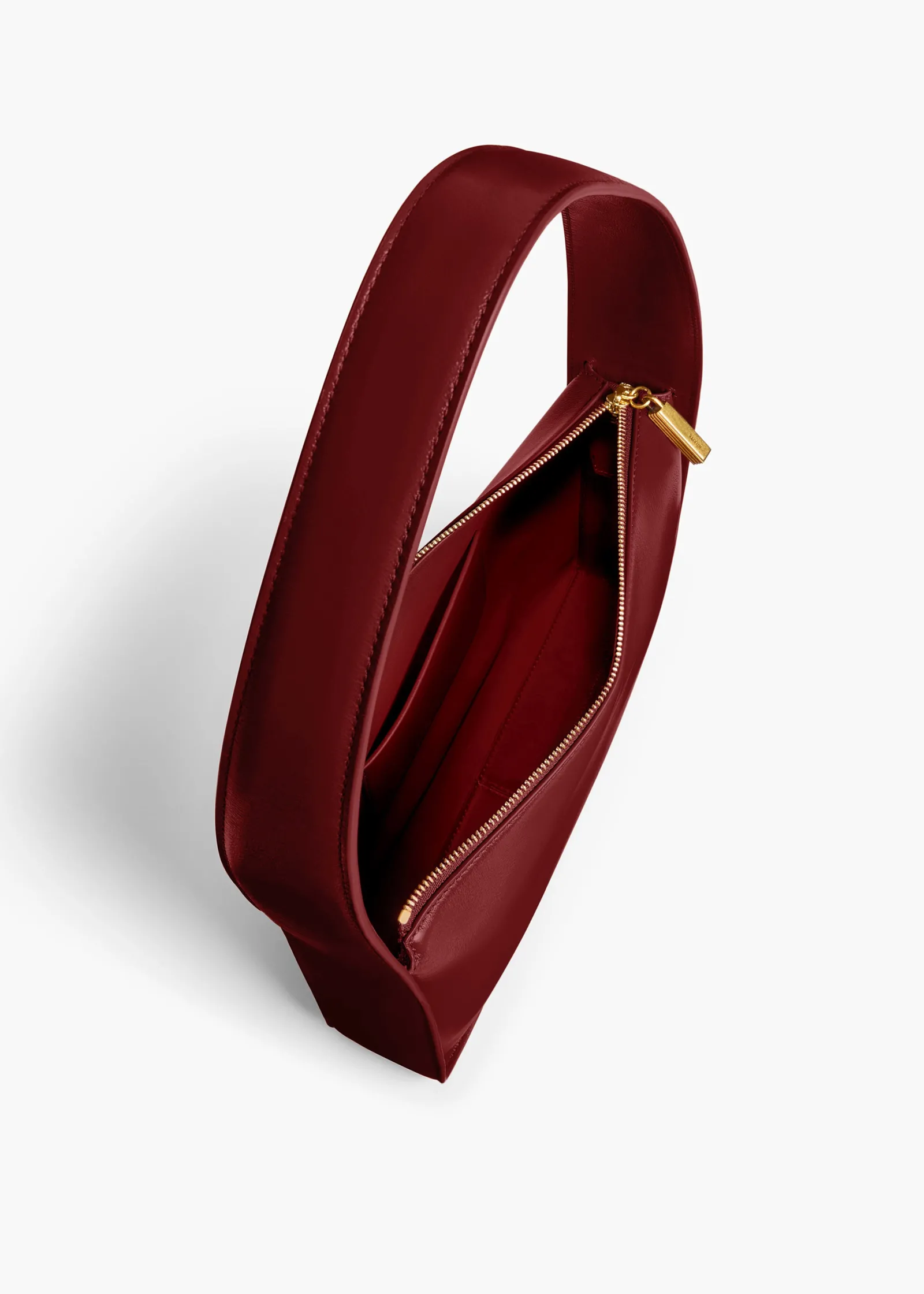 Khaite Shoulder Bags-Lori Squared Bag in Oxblood Crackle Patent Leather
