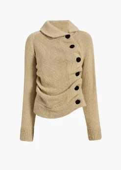 Khaite Knitwear-Lorrai Cardigan in Beige