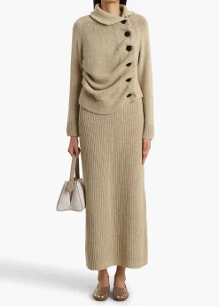 Khaite Knitwear-Lorrai Cardigan in Beige