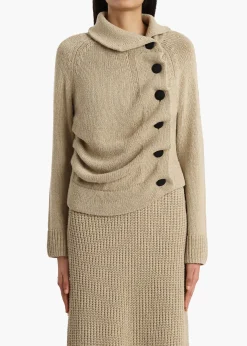 Khaite Knitwear-Lorrai Cardigan in Beige