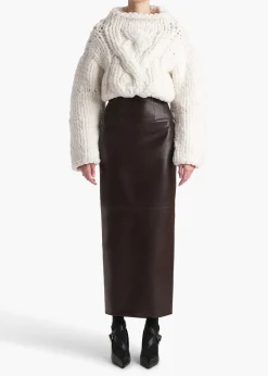 Khaite Skirts & Shorts|Leather-Loxley Skirt in Mud Leather