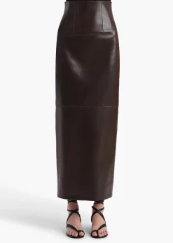 Khaite Skirts & Shorts|Leather-Loxley Skirt in Mud Leather