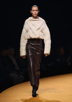 Khaite Skirts & Shorts|Leather-Loxley Skirt in Mud Leather