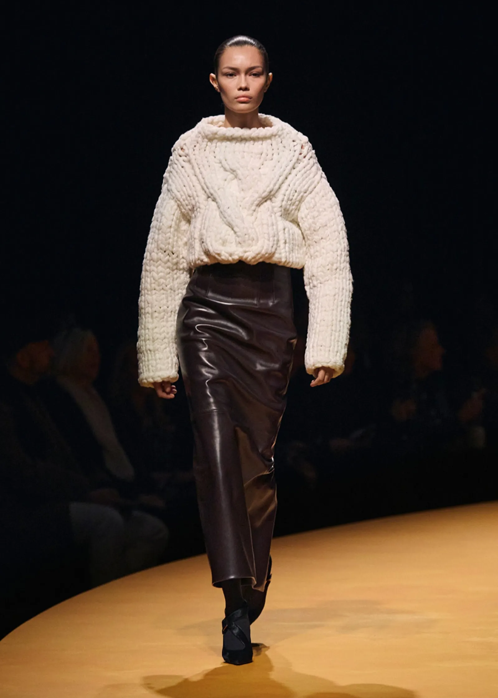 Khaite Skirts & Shorts|Leather-Loxley Skirt in Mud Leather