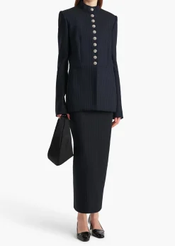 Khaite Skirts & Shorts-Loxley Skirt in Navy and White Stripe