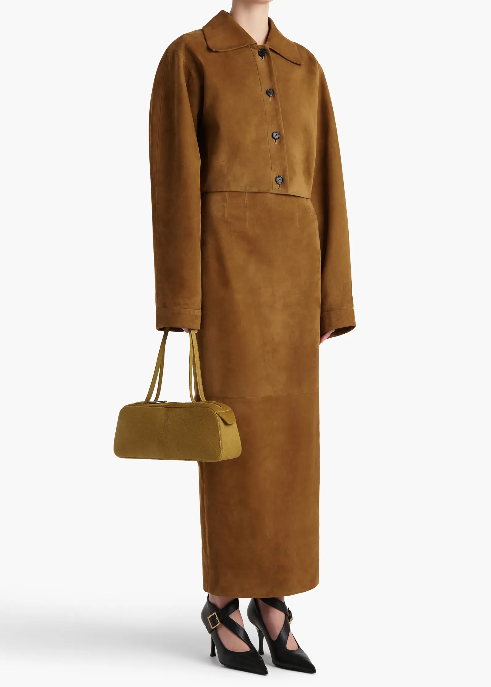 Khaite Skirts & Shorts|Leather-Loxley Skirt in Toffee Suede