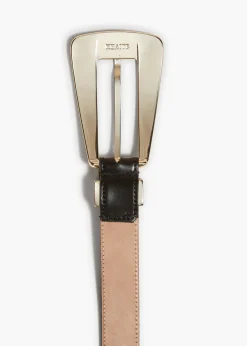 Khaite Belts-Lucca Belt in Black Leather with Silver