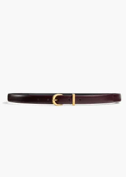 Khaite Belts-Luna Belt in Bordeaux Leather with Gold