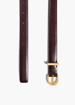 Khaite Belts-Luna Belt in Bordeaux Leather with Gold