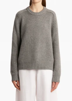 Khaite Knitwear-Mae Sweater in Warm Grey