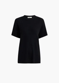 Khaite T-Shirts & Tanks-Maeve T-Shirt in Black Silk Cashmere Jersey