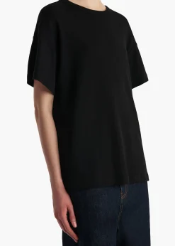 Khaite T-Shirts & Tanks-Maeve T-Shirt in Black Silk Cashmere Jersey