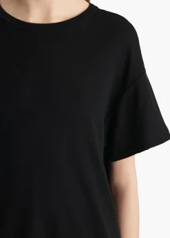Khaite T-Shirts & Tanks-Maeve T-Shirt in Black Silk Cashmere Jersey