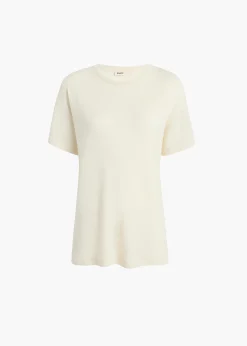 Khaite T-Shirts & Tanks-Maeve T-Shirt in Cream Silk Cashmere Jersey