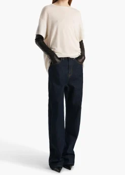 Khaite T-Shirts & Tanks-Maeve T-Shirt in Cream Silk Cashmere Jersey