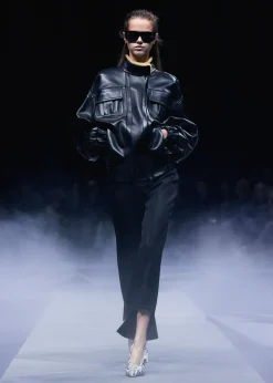 Khaite Leather|Outerwear & Coats-Malone Jacket in Black Leather with Shearling Collar