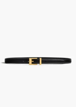 Khaite Belts-Manhattan Belt in Black Leather with Gold