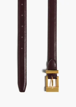 Khaite Belts-Manhattan Belt in Bordeaux Leather with Gold