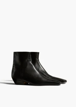 Khaite Boots-Marfa Ankle Boot in Black Leather