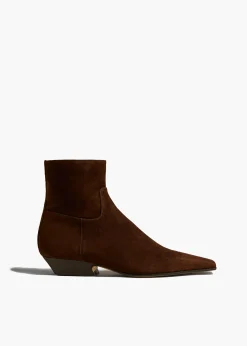 Khaite Boots-Marfa Ankle Boot in Coffee Suede