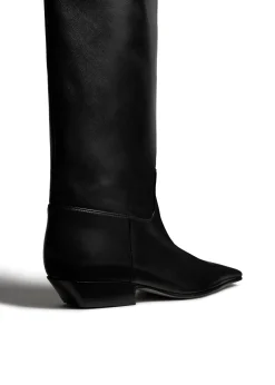Khaite Boots-Marfa Knee-High Boot in Black Leather