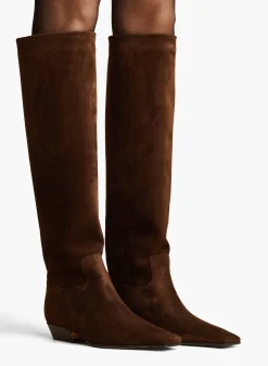 Khaite Boots-Marfa Knee-High Boot in Coffee Suede