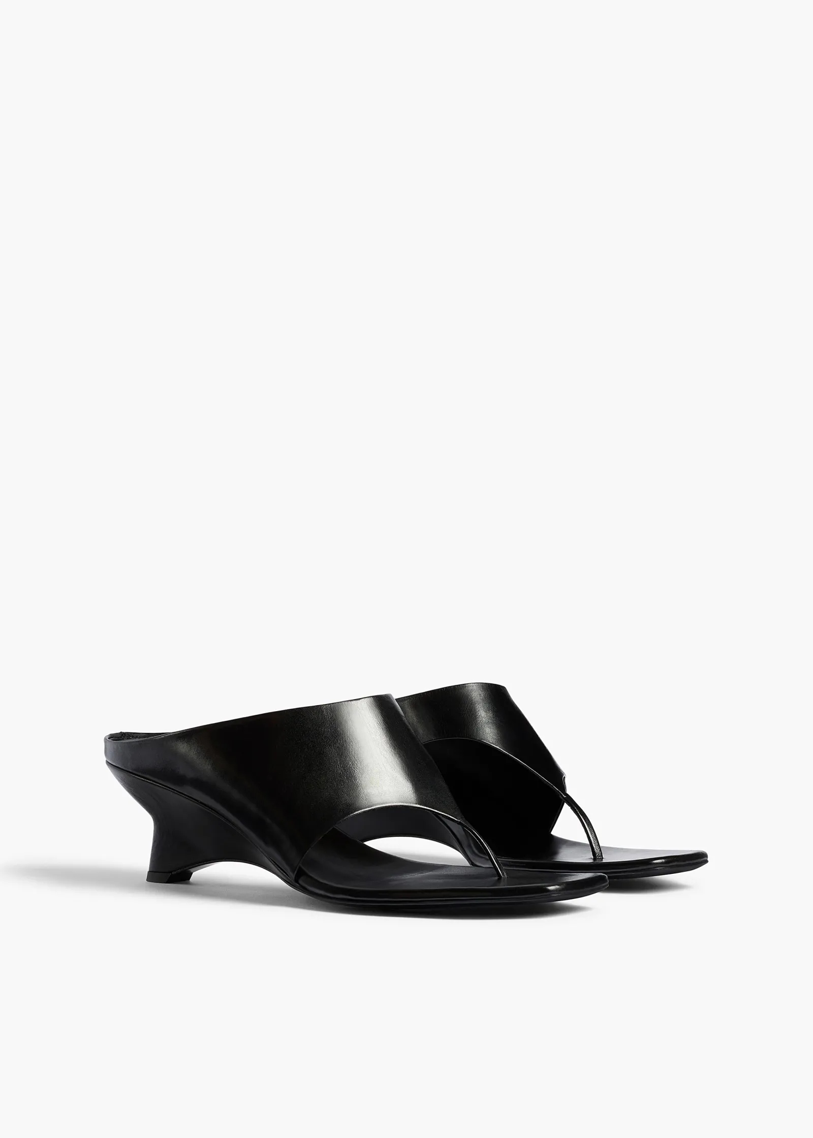 Khaite Mules|Sandals-Marlow Mule in Black Glazed Leather