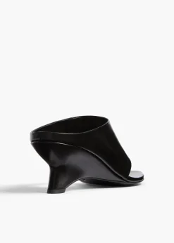 Khaite Mules|Sandals-Marlow Mule in Black Glazed Leather