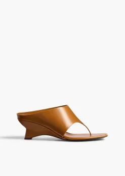 Khaite Mules|Sandals-Marlow Mule in Cuoio Glazed Leather